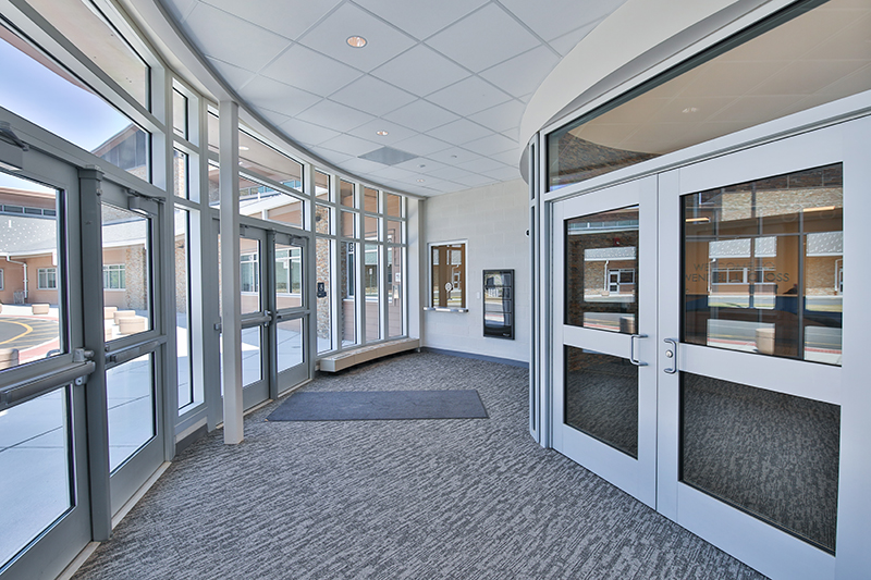 School vestibule and transaction window